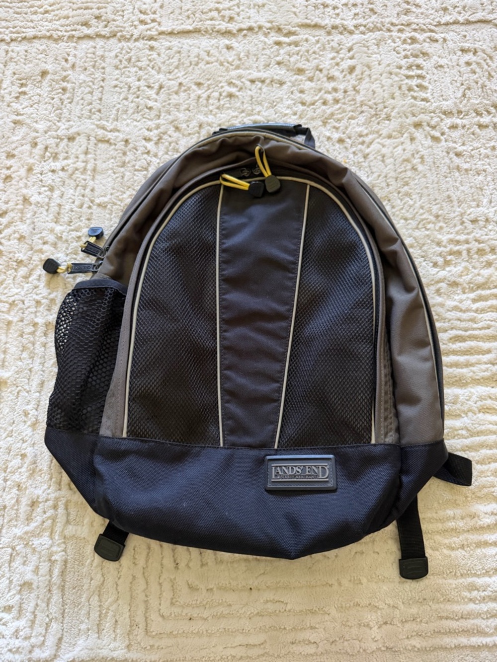 Lands' End Black and Gray Men's Backpack with Yellow Accents